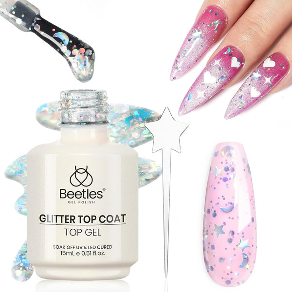 Stars Moon Halo | Beetles Silver Glitter Top Coat 15ML
