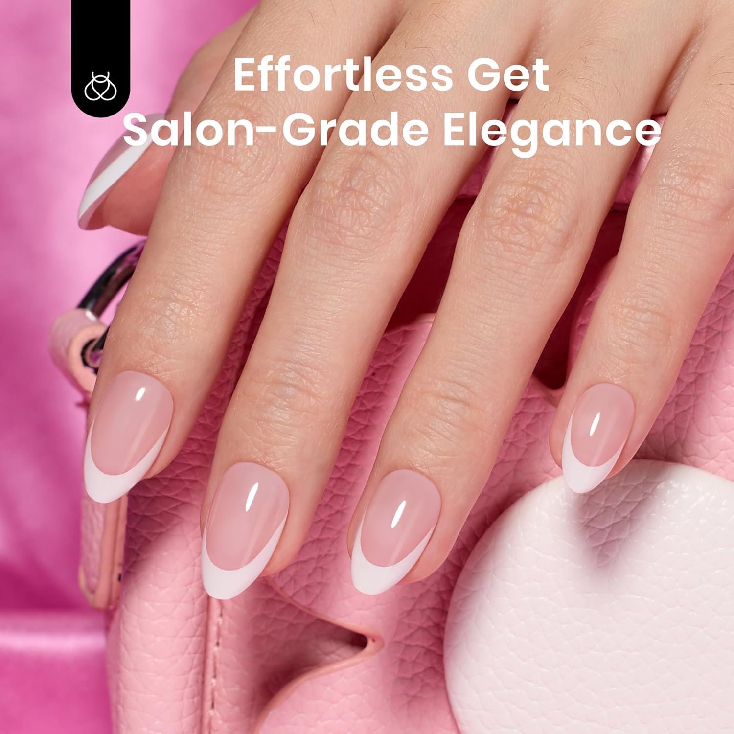 Beetles French Tips Press on Nails,224 pcs Short Almond Beetles Gel X Nail Tips,16 Size Extra Short Press on Nails Fake Nails DIY Salon for Women