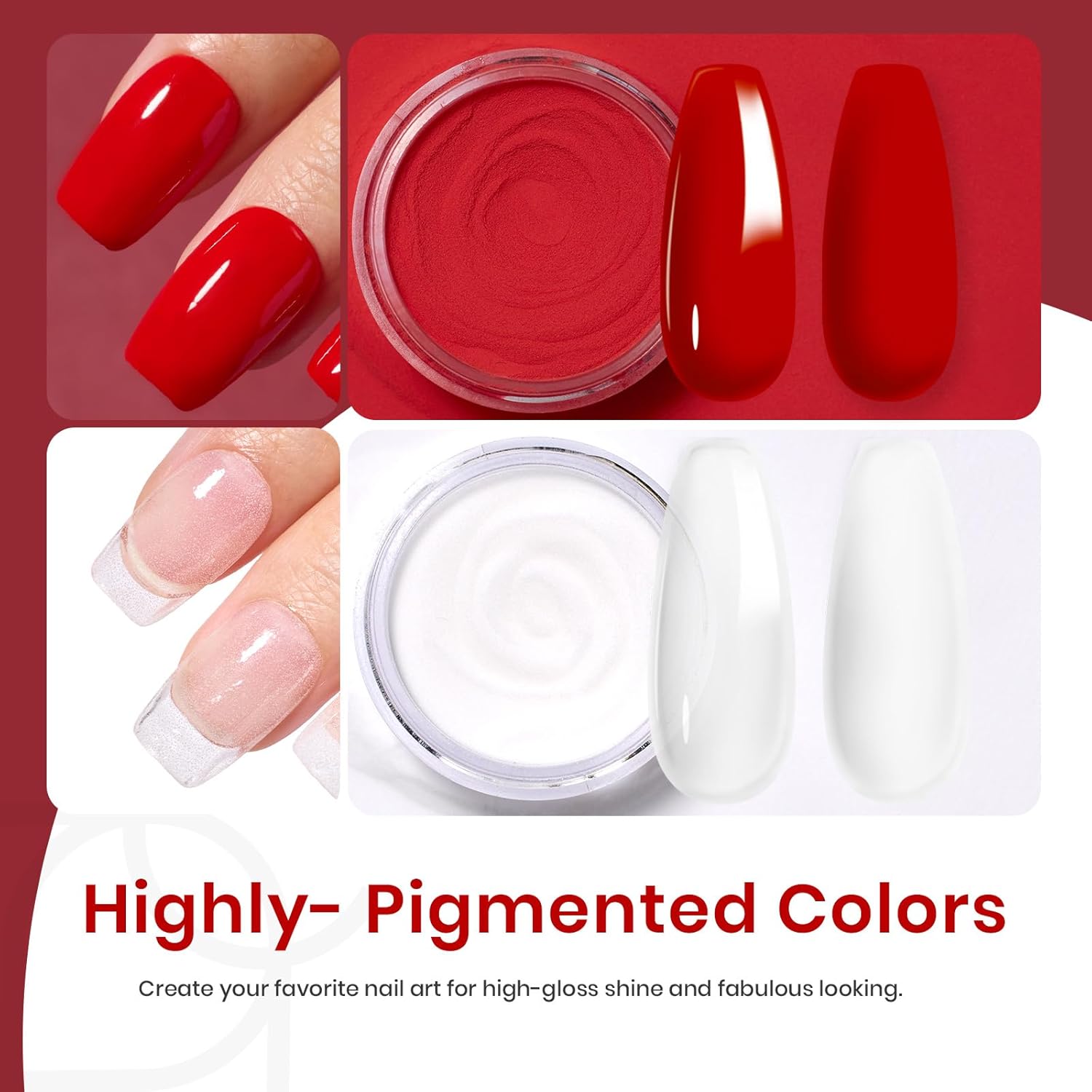 Clear Red-Beetles 2 Color Dip Powder Kit