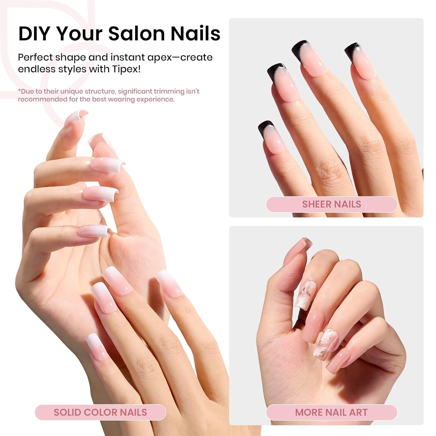 Beetles Short Square Tipex Nail Tips|512pcs