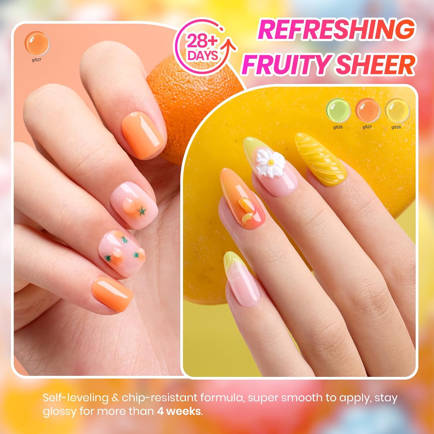 Beetles Candy Spritz Jelly Gel Nail Polish Set - 6 Colors Pastel Spring Gel Nail Kit Red Purple Blue Green Yellow Orange Sheer Translucent Effect Soak Off UV Nail Art Gift Manicure for Women