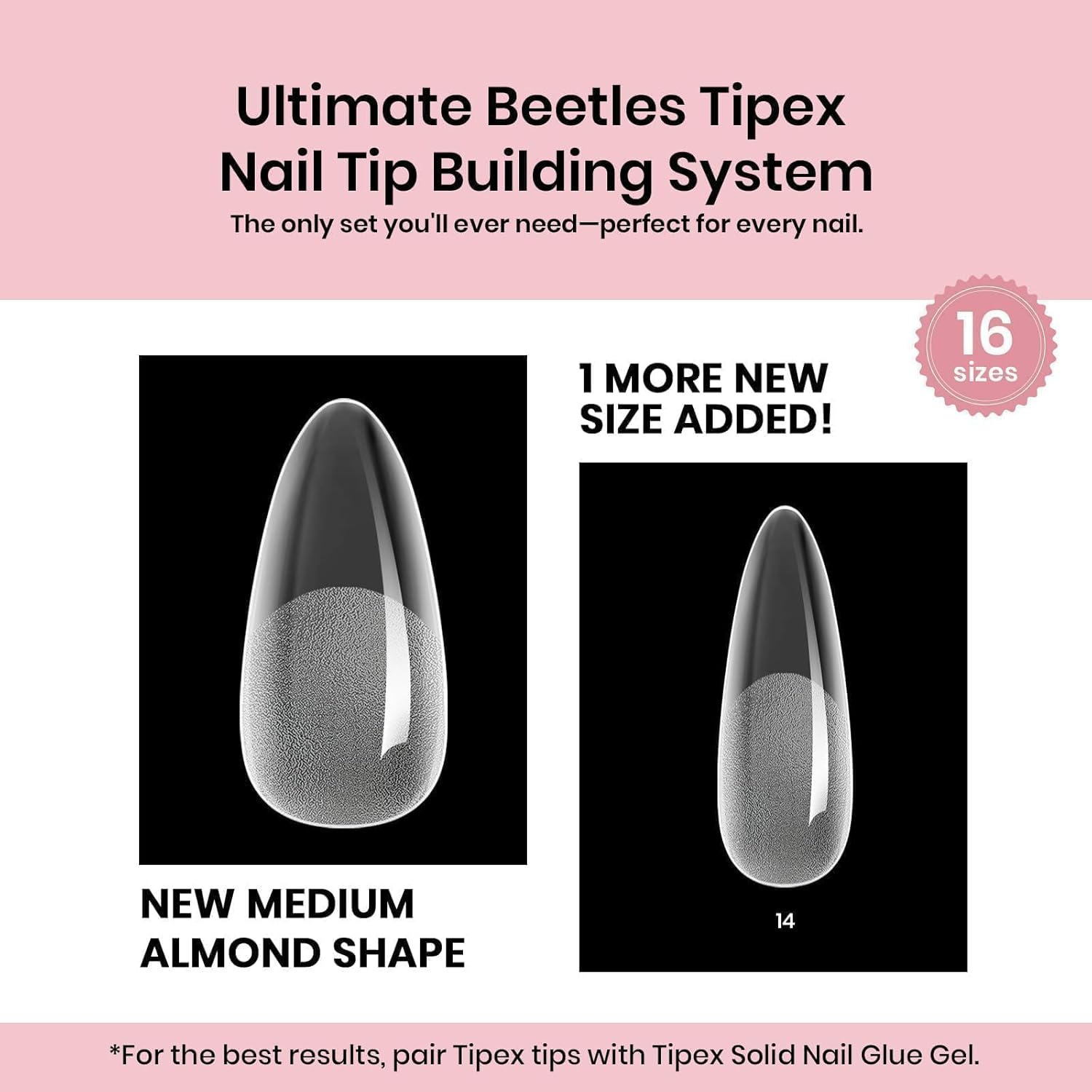 Beetles Almond Medium Tipex Nail Tips | 192 pcs