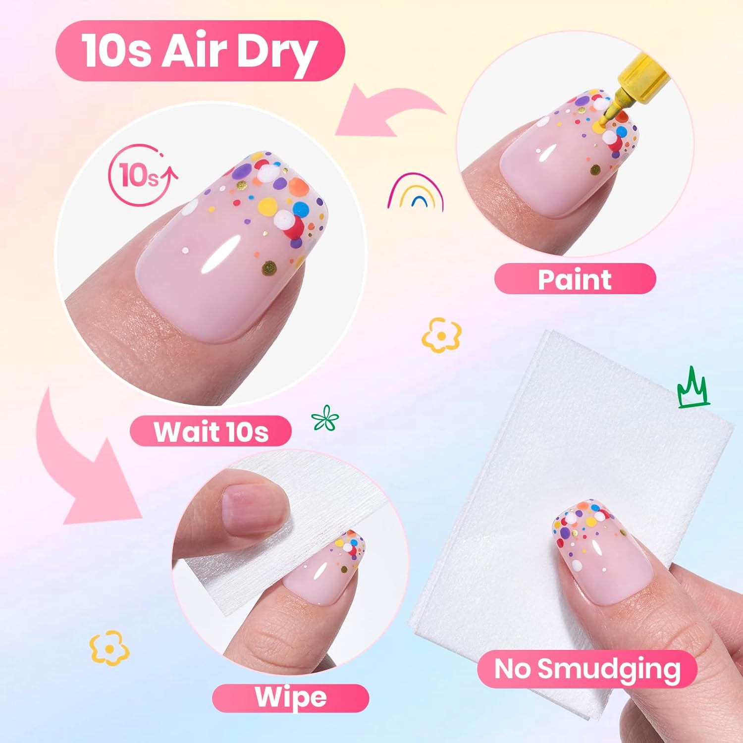 Beetles 12 Colors Nail Art Pens, 0.5mm Fine Line Quick Air Drying Acrylic Paint Markers