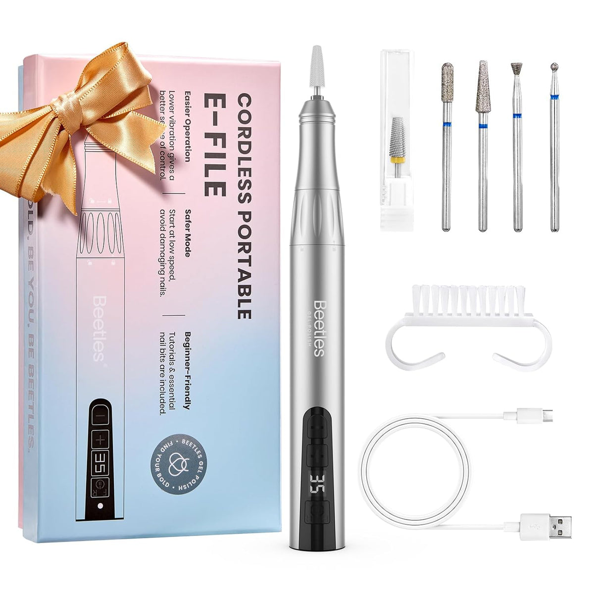 Professional E file Electric Nail Drill Set Includes 5 Multifunctional Drill Bits