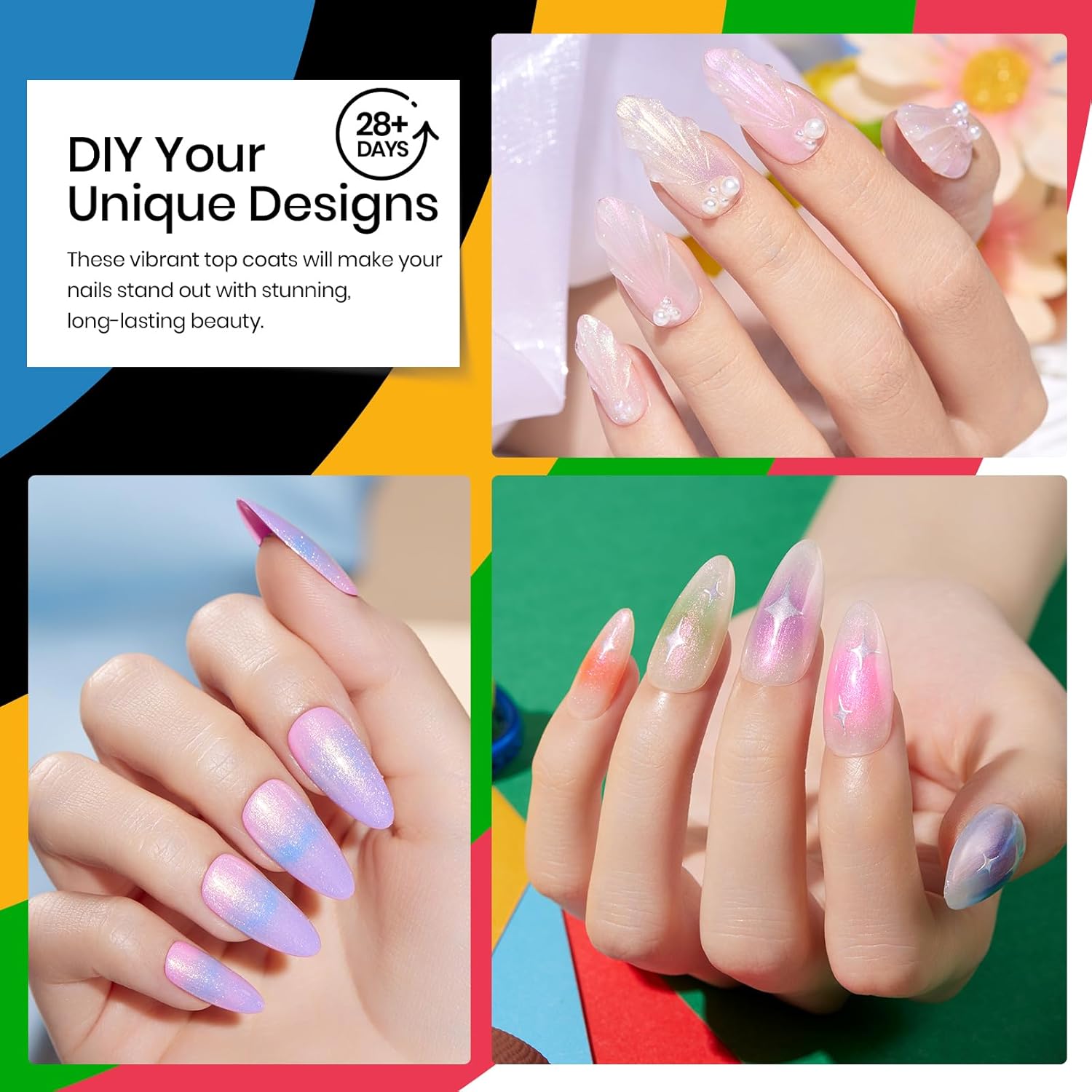 Beetles 5 Pcs 2 in 1 Unicorn Chrome Top Coat Set