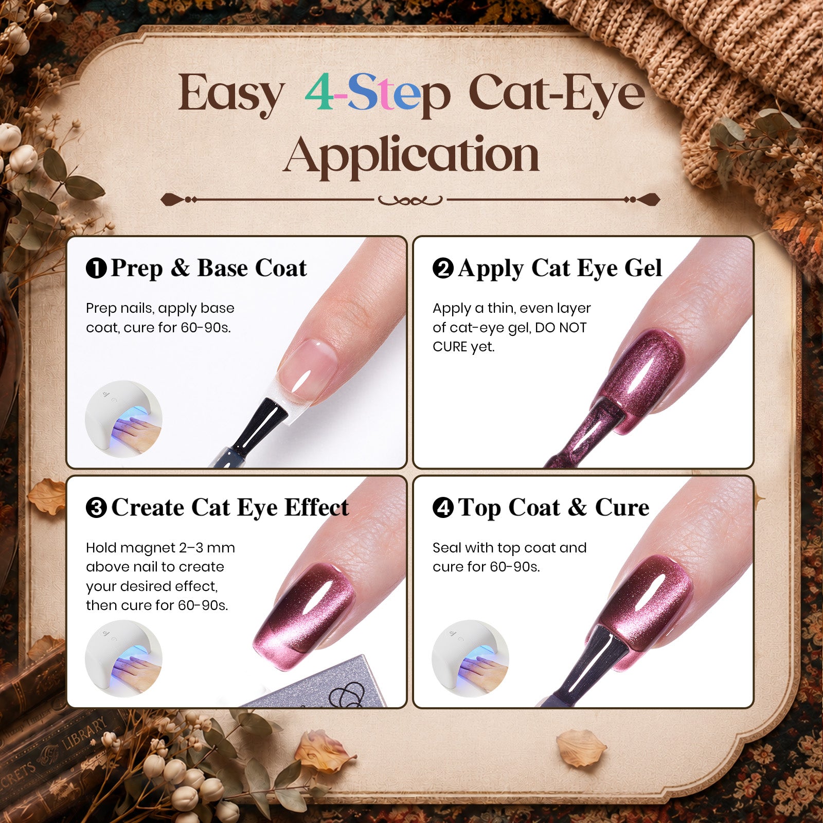 Beetles Fall Nails Season - Mocha Sweater 6 Colors Cat Eye Gel Polish Set Fall Winter Nails 9ML