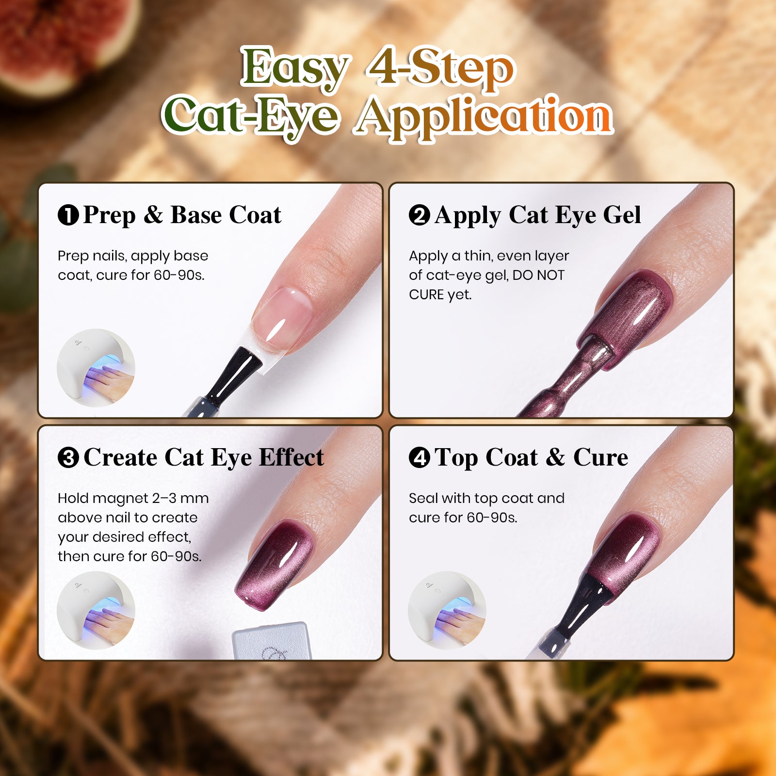 Beetles Nature Bazaar 15 Colors Cat Eye Gel Polish Set Fall Nails 7.5ml/Each