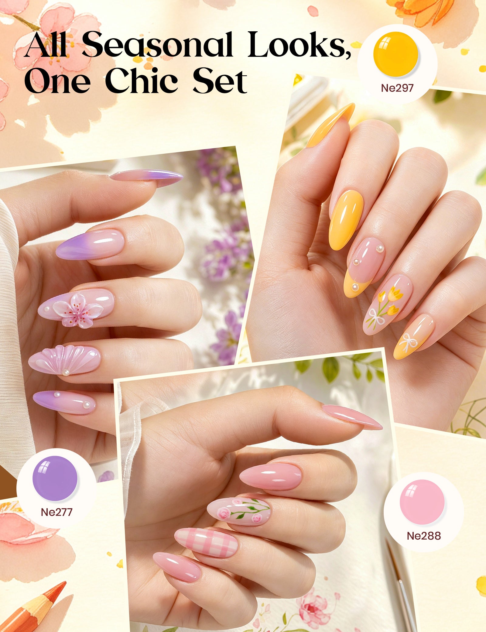 Year-Round Blossom | 30 Trending Colorful Colors HEMA Free & TPO Free Runway Palette 10ml Gel Polish Set