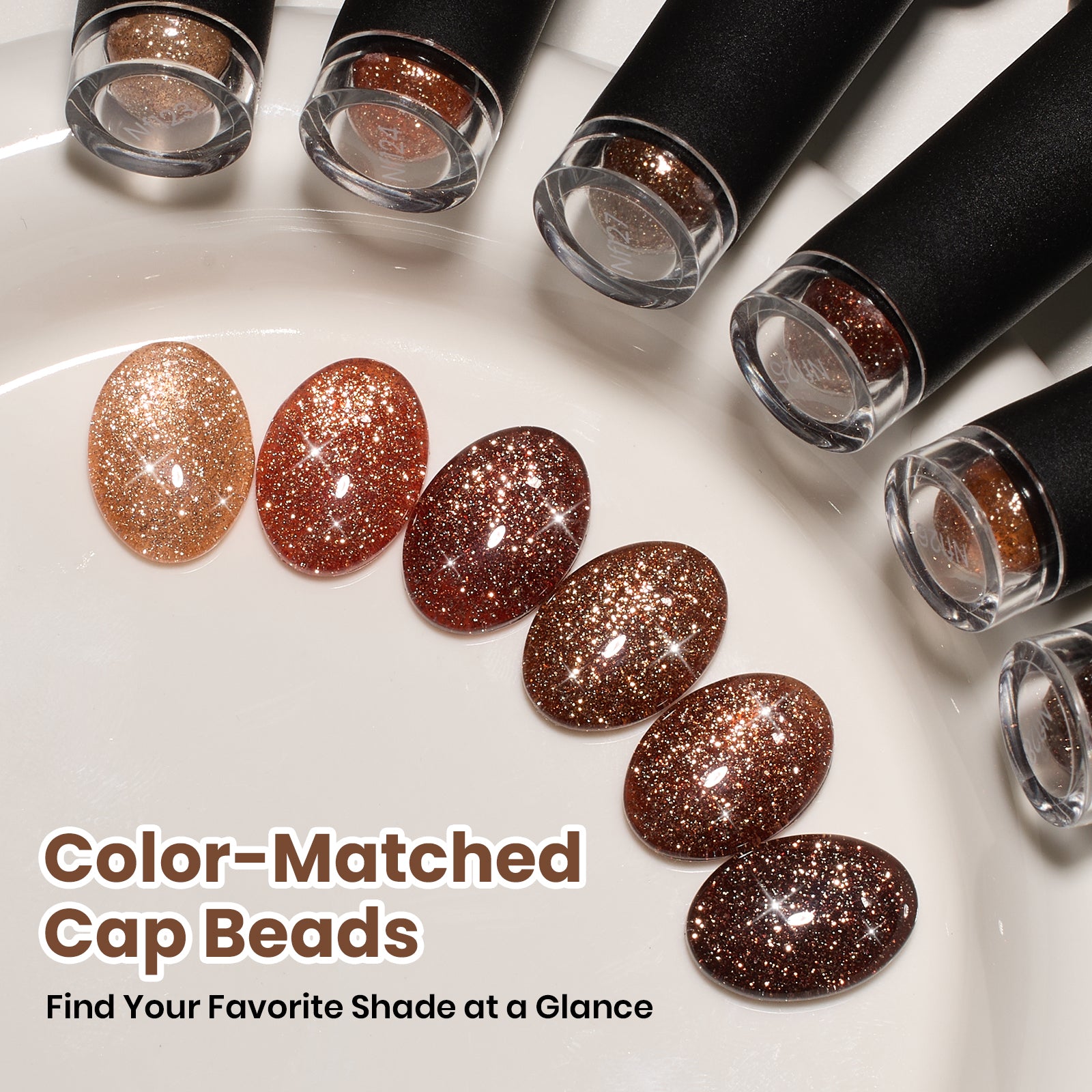 Beetles Gilded Maillard Glitter Brown 6 Colors Gel Polish Set 7.5ML Each Fall Nails