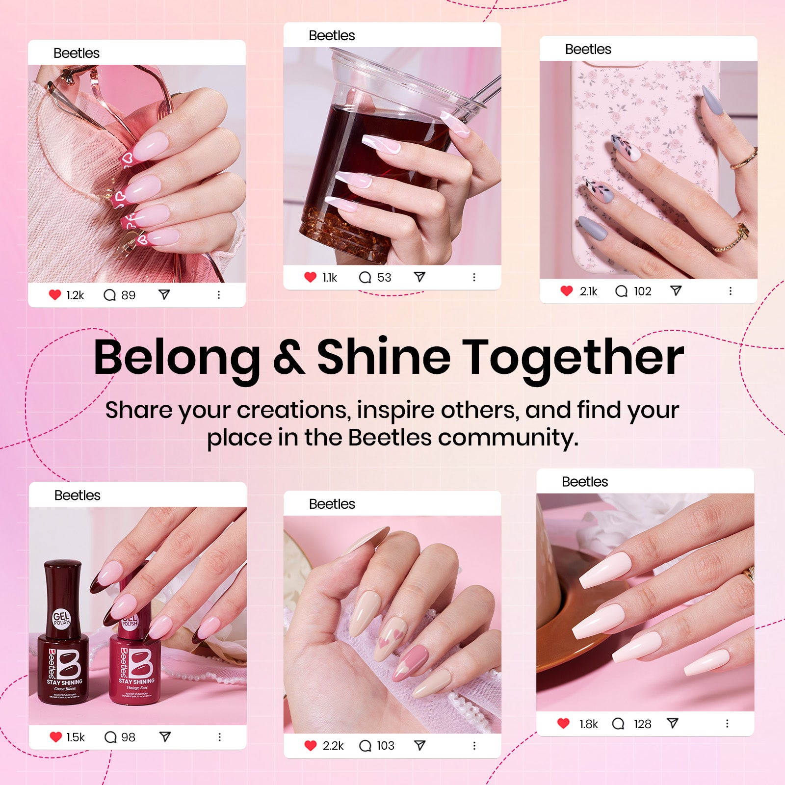 Beetles Stay Shining Cozy Elegance HEMA-FREE TPO FREE Gel Nail Kit with UV Light DIY Salon-Quality at Home