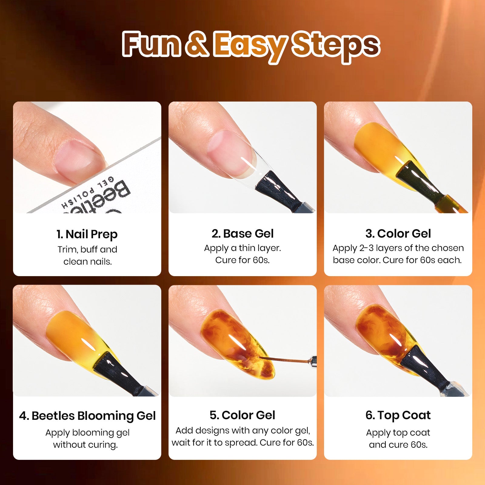 Beetles Gel Nail Polish Amber Traces 5 Colors Set 15ML Jelly with 1 Bottle Blooming Gel Fall Winter Nails
