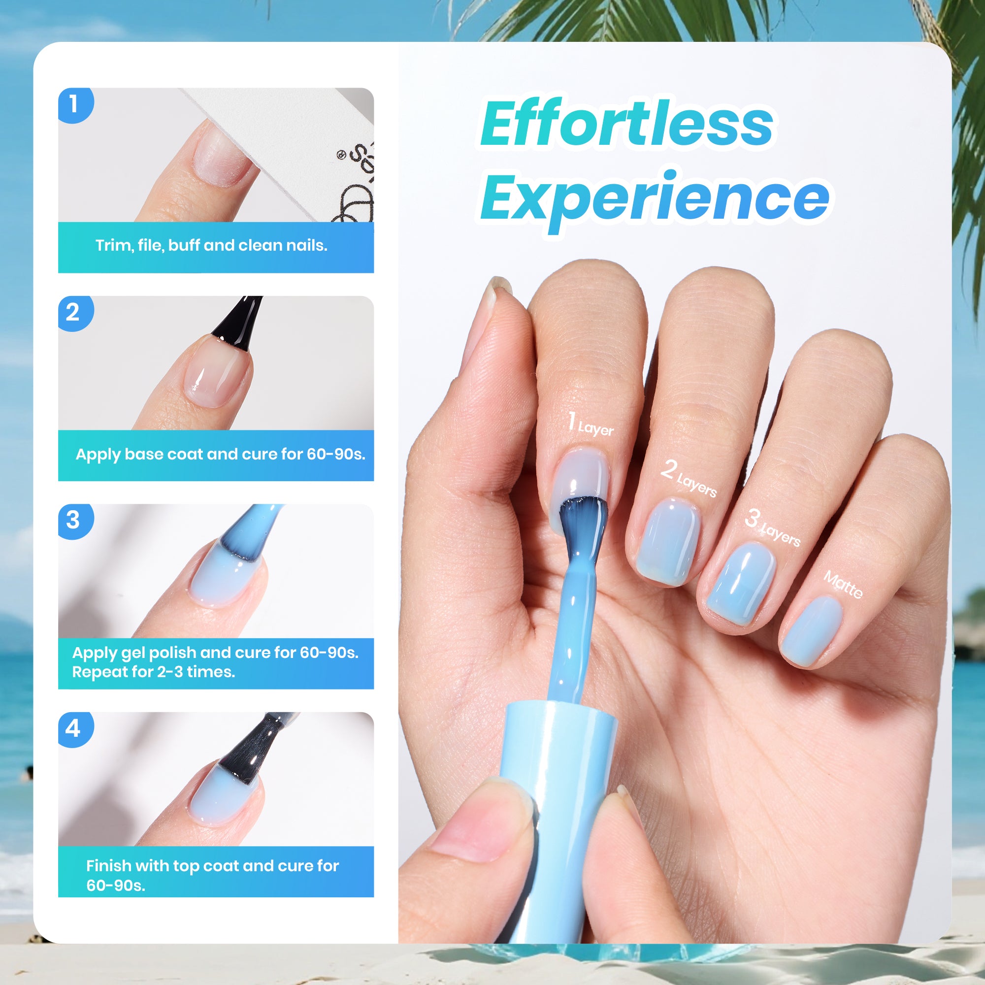 Beetles Summer Voyage - Seasalt Holiday Gel Summer Nails 6 Colors Gel Polish Set 9ml