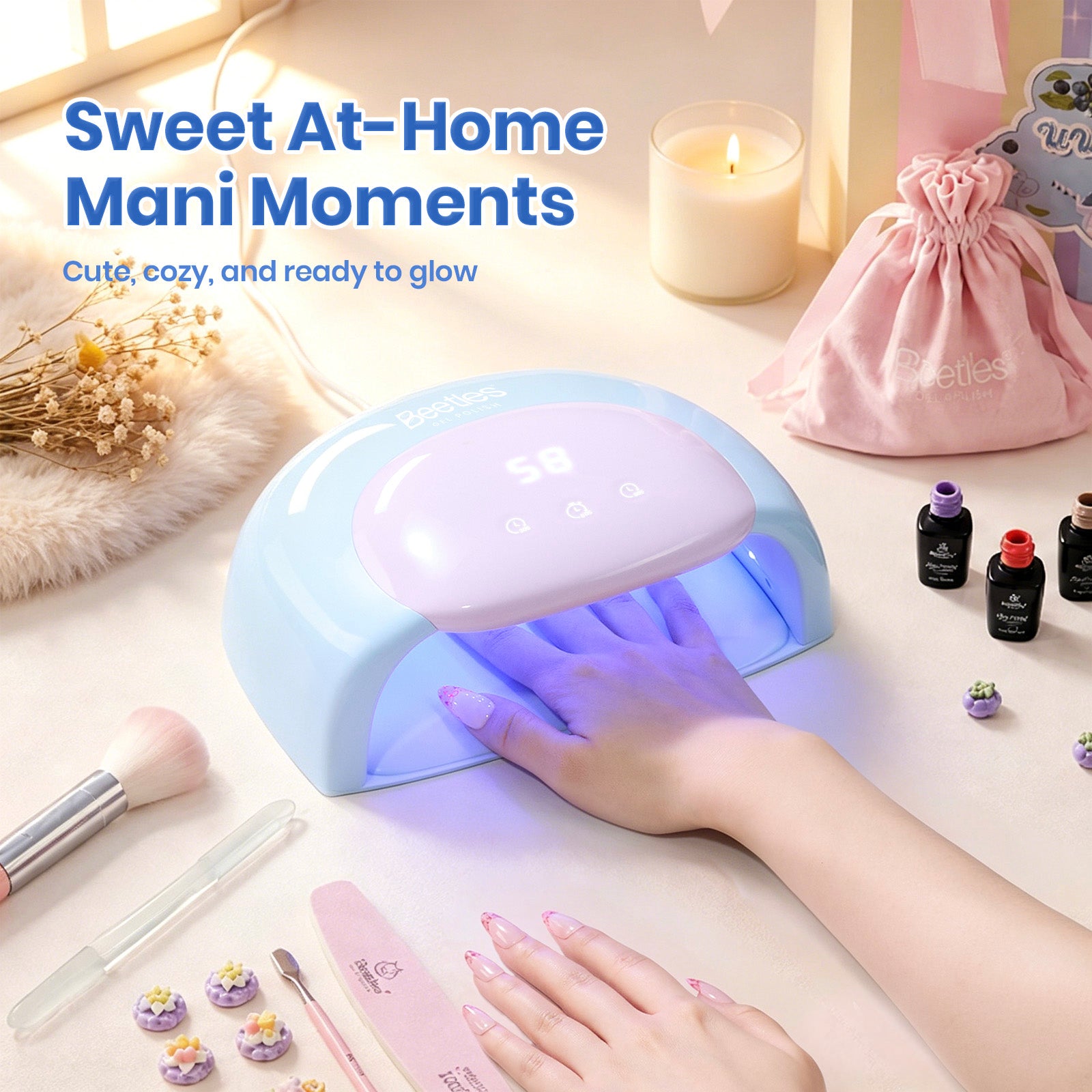 Beetles Candy Blue UV Nail Lamp Digital Display 3 Timer Gel Nail Light