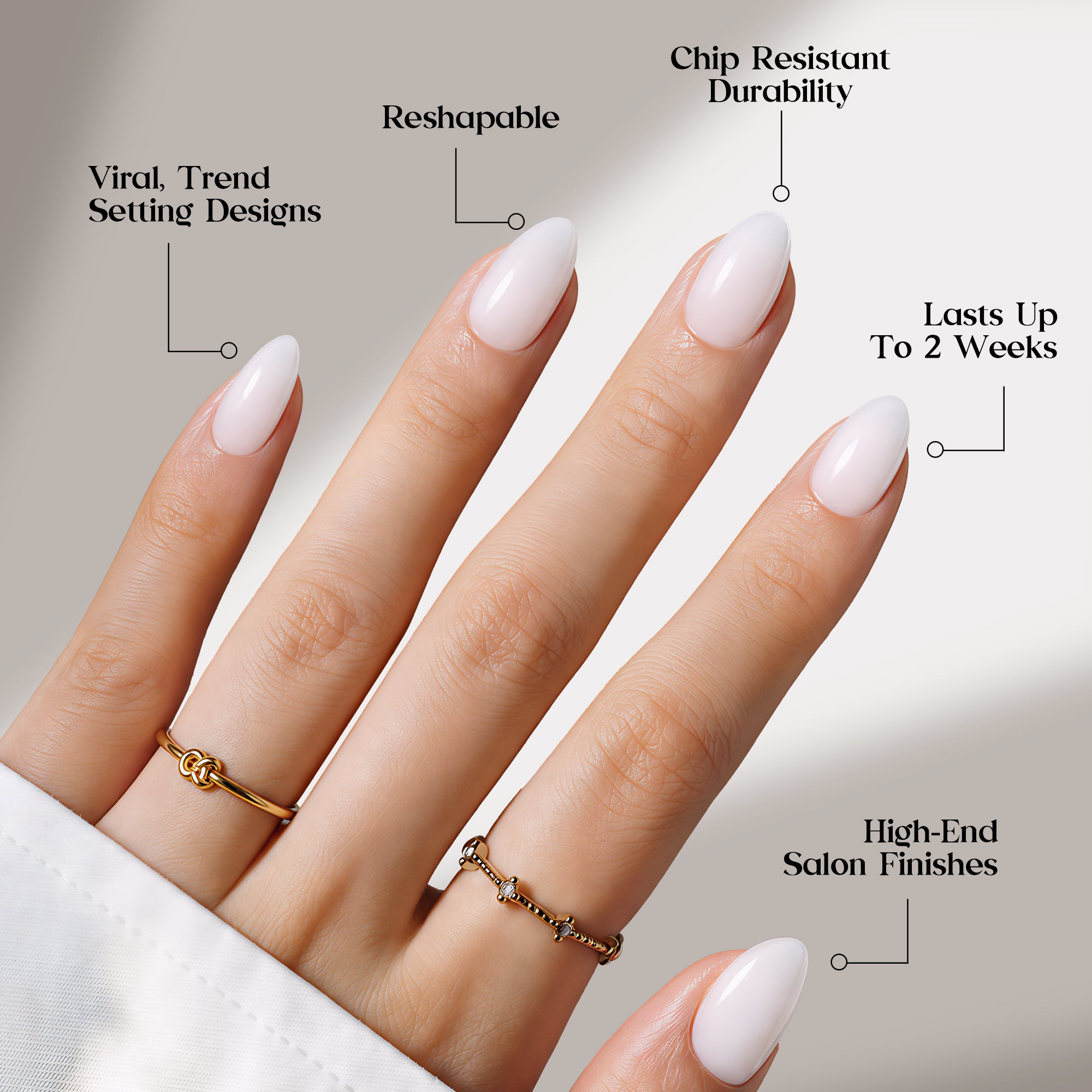 Beetles Stay Shining Milky White Press On Nails Short Almond