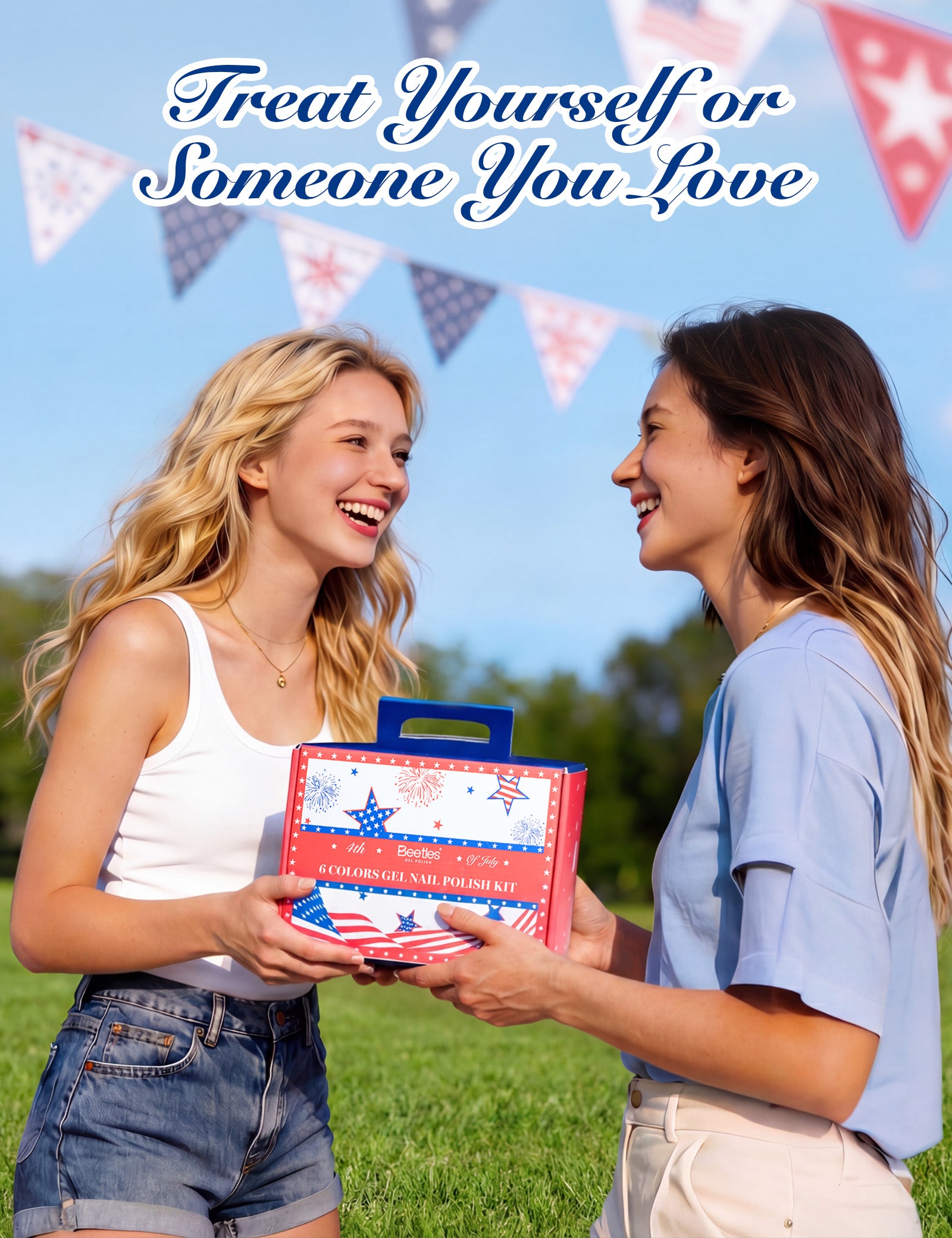 [Mother's Day Gift Box] Beetles Independence Day Gift - Beetles 4th of July Nails Hema-free Gel Kit
