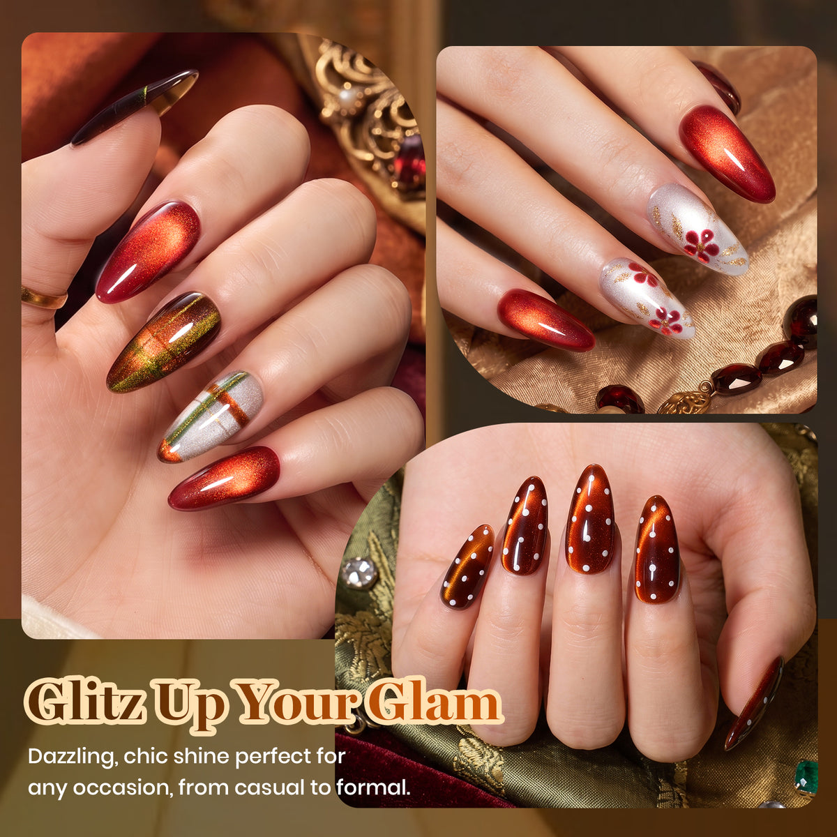 Beetles Vintage Jewel Halloween 6 Colors Cat Eye Gel Polish Set Fall Nails