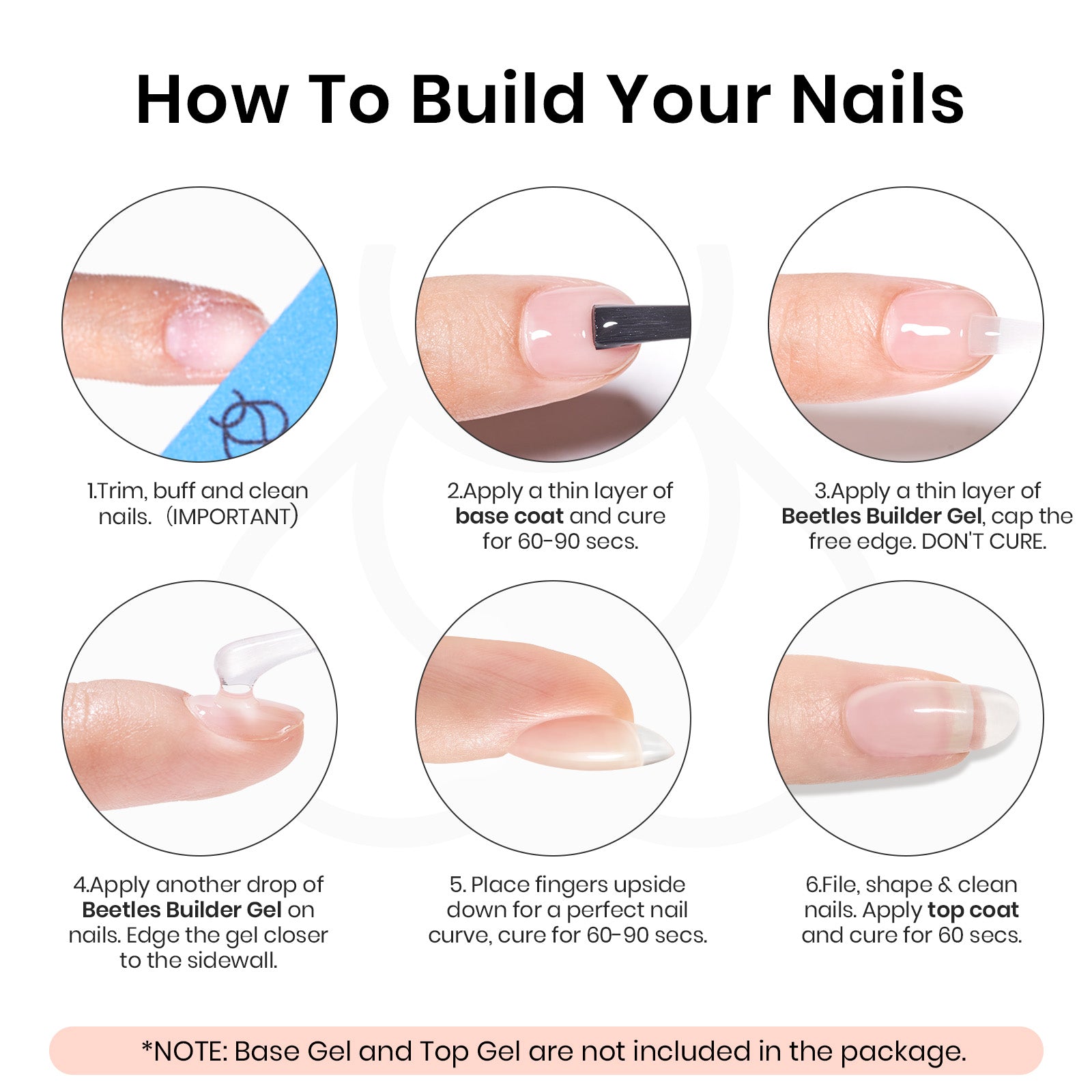 Beetles Builder Gel for Nails Hema-Free,2PCS 7 in 1 Clear & Nude Building for Nail Apex & Extension Strengthener LED Lamp Nails for Sensitive Nails Friendly for Beginners & DIY Salon Manicure