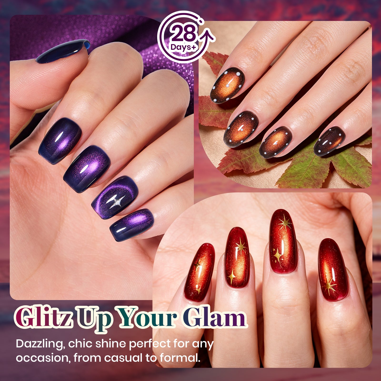 Beetles Dusk Radiance 6 Colors Iridescent Cat Eye Gel Polish 7.5ml Set Halloween Nails