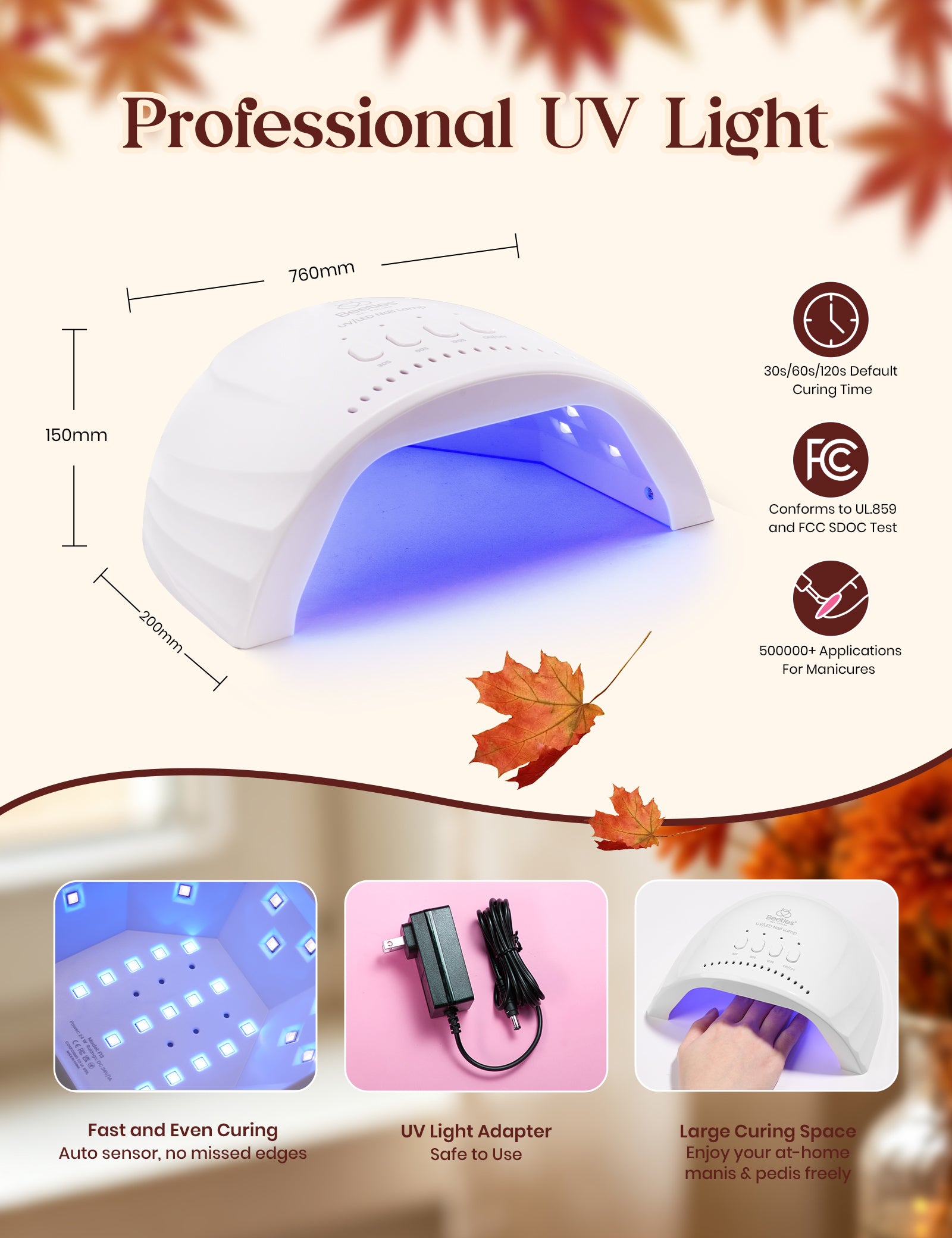 Beetles Gel Nail Starter Kit Amber Woodland 35 Colors Gel Fall Nails HEMA Free & TPO Free All-in-One Mani Kit