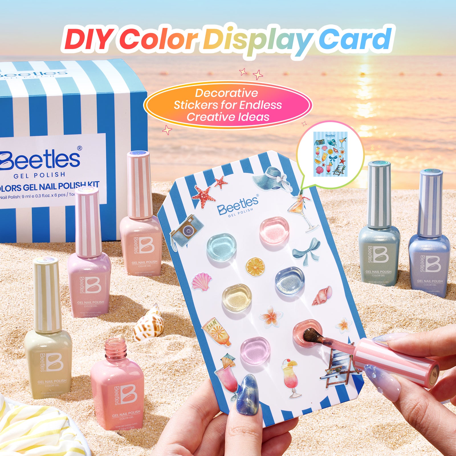 Beetles Summer Voyage - Saltmist Sunset Cat Eye Gel Neon Summer Nails 6 Colors Gel Polish Set 9ml