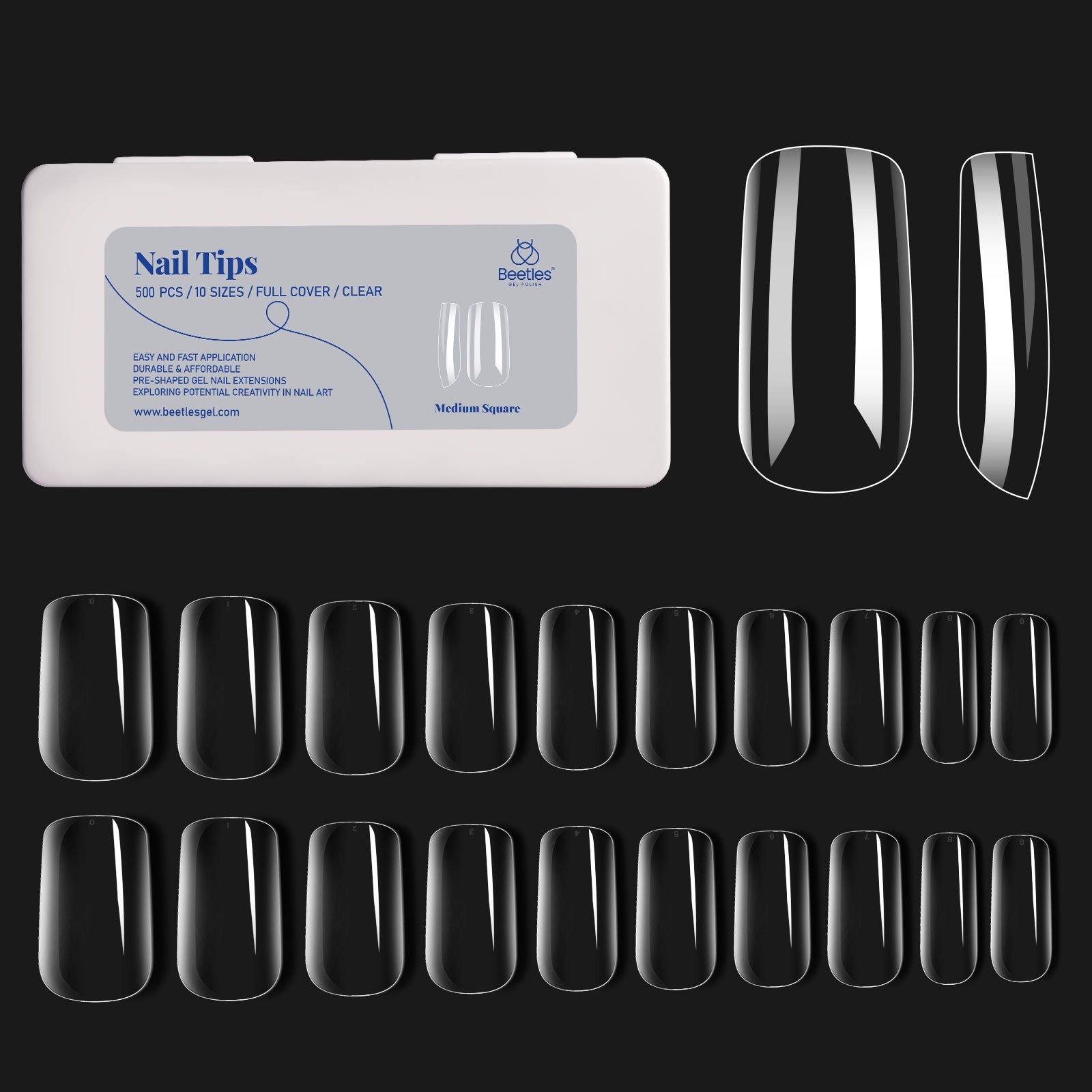 Medium Square Pre-shaped Nail Gelly Tips-500pcs #060