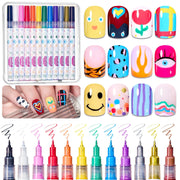 Beetles 12 Colors Nail Art Pens, 0.5mm Fine Line Quick Air Drying Acrylic Paint Markers