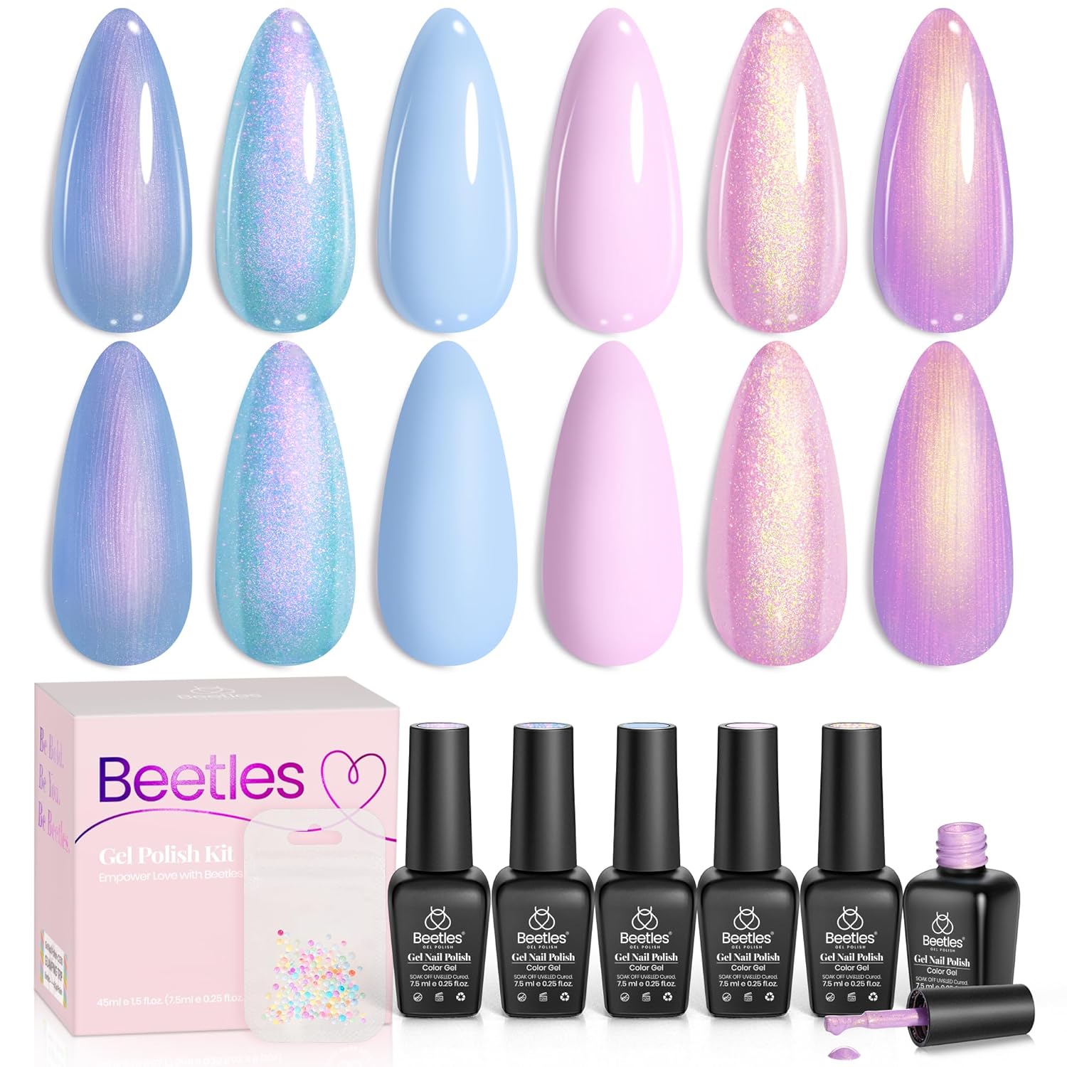 ネイルンページ Beetles Unicorn Heaven 6 Colors Gel Polish Set Pearl Pink Blue