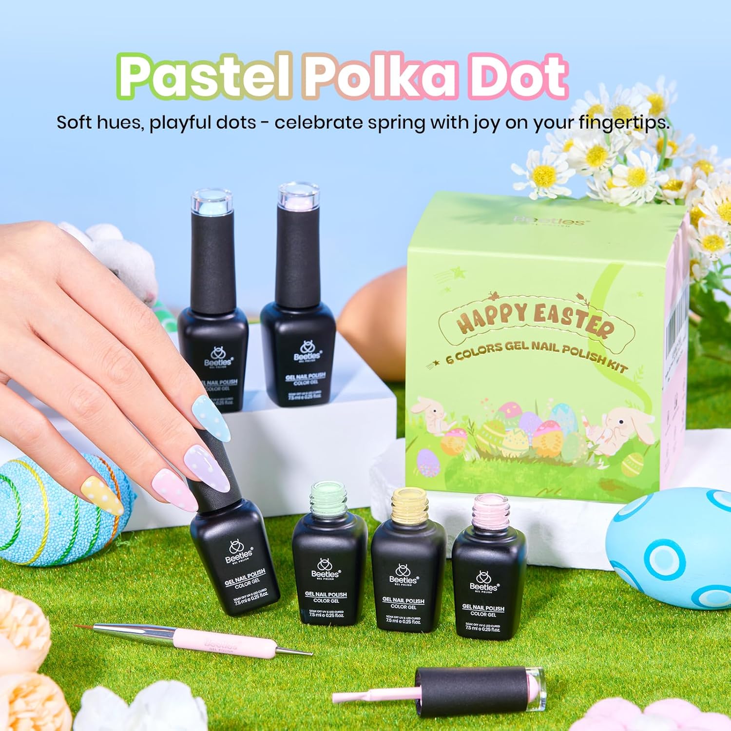 Easter Pastel Polka Dot - Spring Nails 6 Colors Set