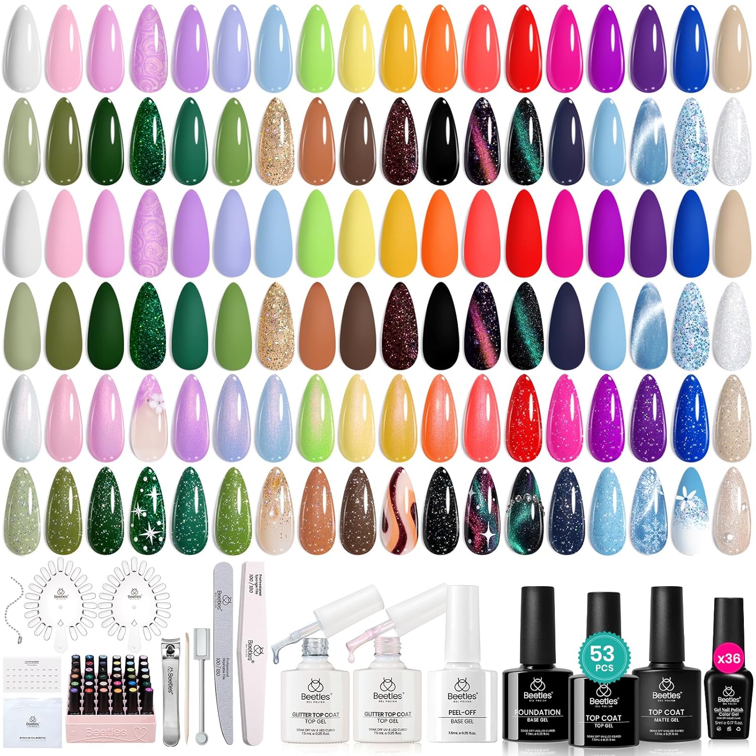 Travel Diary | 36 Nail Gel Polish Colors with Base Top Coat and Gift Box- 5ml/Each Gel Colors