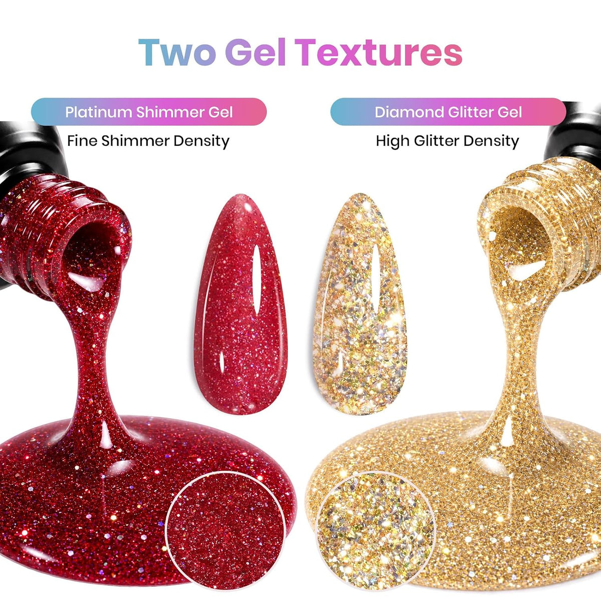 Beetles Glitter Gel Nail Polish Set Party Auras 20 Colors Sparkle and Diamond Shimmer Nails Art