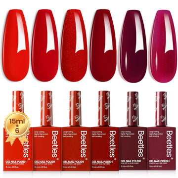 Beetles Classic Red Tone Gel Nail Polish Set