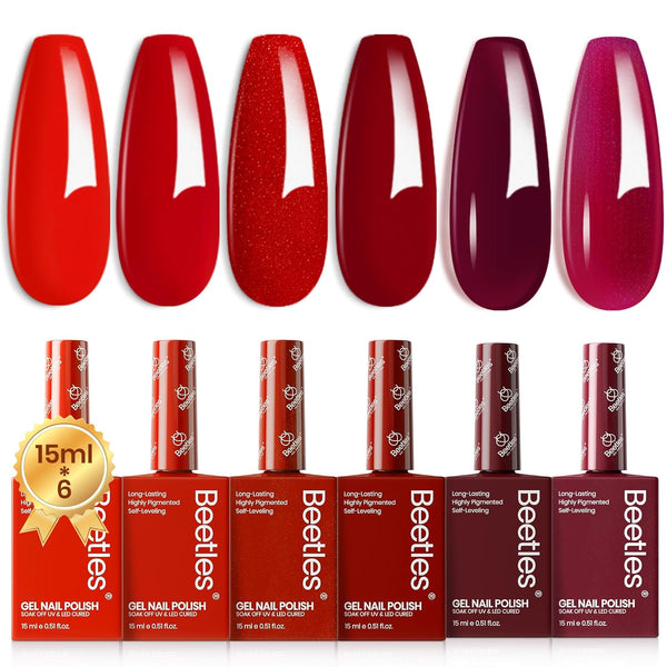 Beetles Bloody Red Holiday Nails Glitter Gel Polish Set