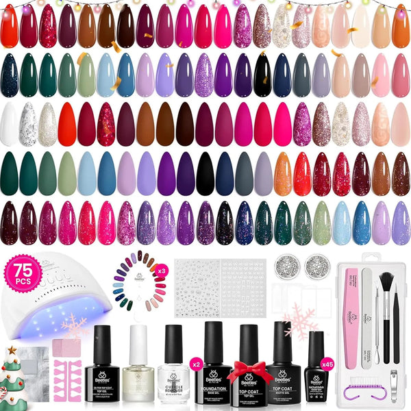 Exquisite Femininity Kit: Valentines Nails 45 Colors Nail All in one Starter Kit (total 75pcs)