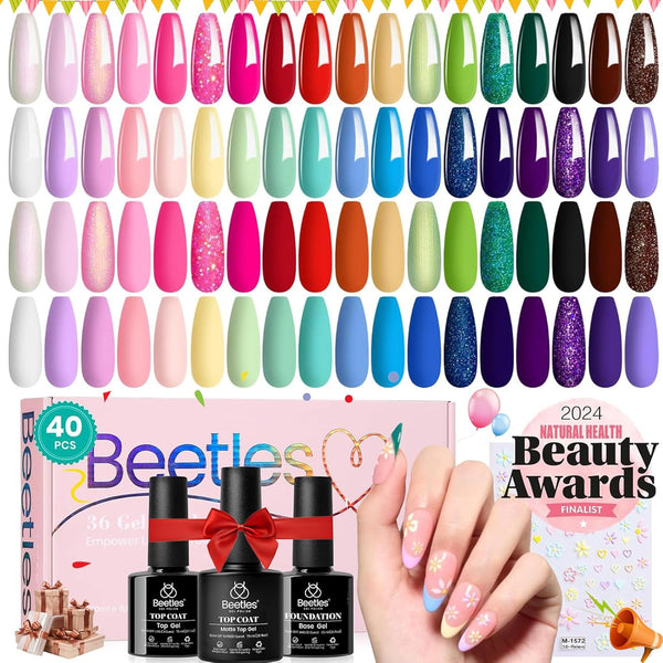 Verse of Flower | 36 Nail Gel Polish Colors Spring Nails with Base Top Coat and Gift Box- 5ml/Each Gel Colors