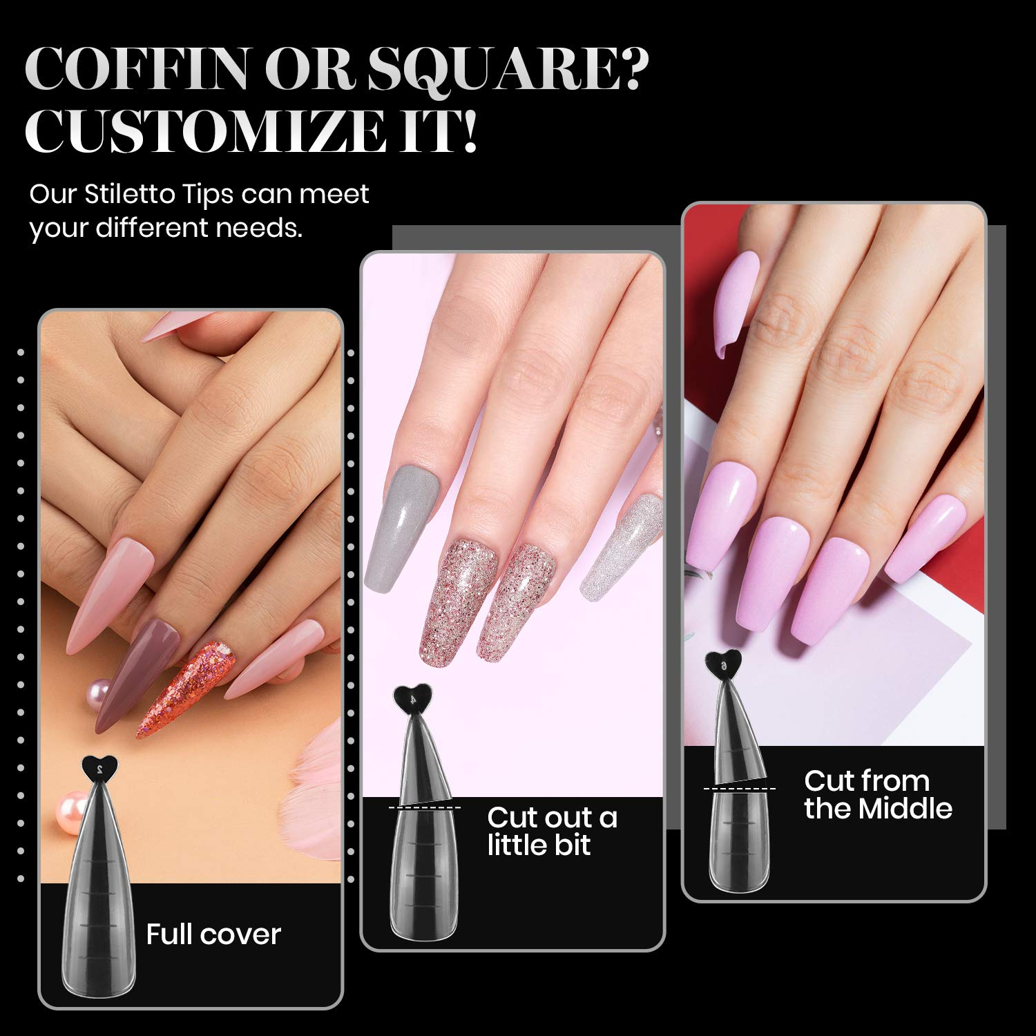 Press On Nail Tips Coffin Fake Nail Set - 120Pcs #030