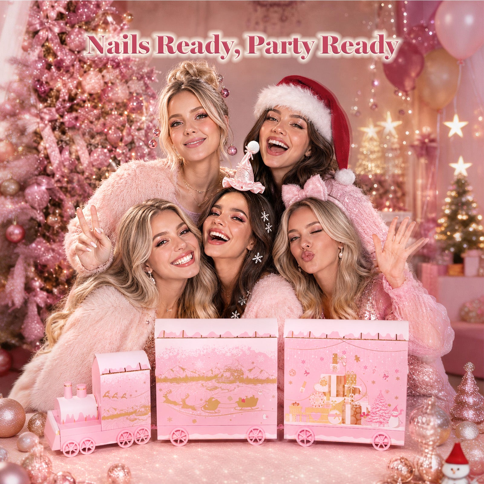 Exclusive Launch | Beetles Christmas Miracle Express 8 Colors 58PCS HEMA Free TPO Free 2026 Advent Calendar Nail Gift Box