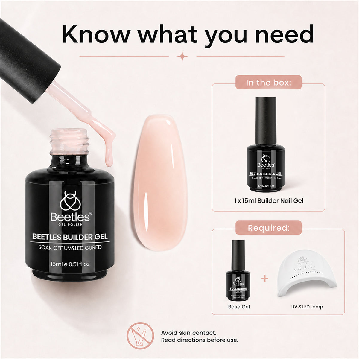 Beetles Builder Gel for Nails,8 in 1 Jelly Nude Color for Building Instant Apex Extension & Strengthener, Friendly for Beginner Women DIY Nail at Home, UV & LED Lamp Needed