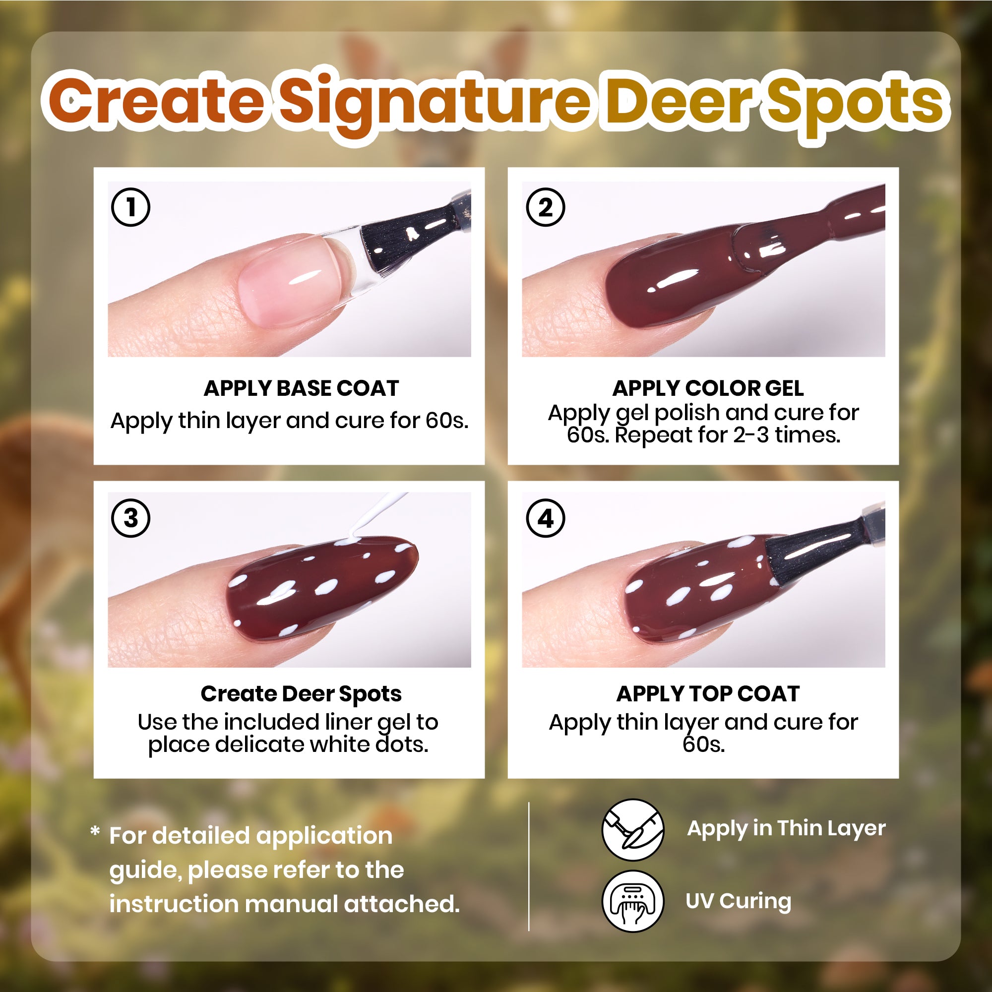 Beetles Deerwood Tale Green Brown Gel Nail Polish Set Cat Eye Glitter with Liner Gel