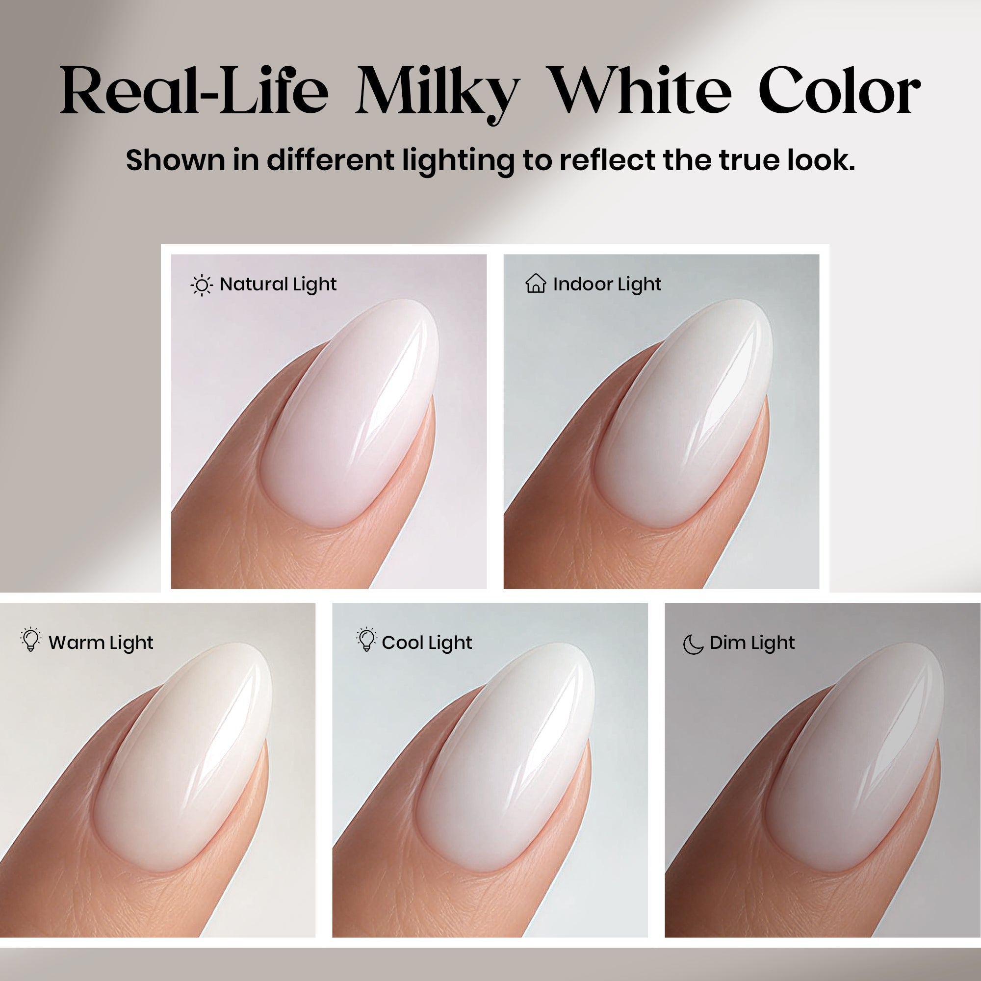 Beetles Stay Shining Milky White Press On Nails Short Almond