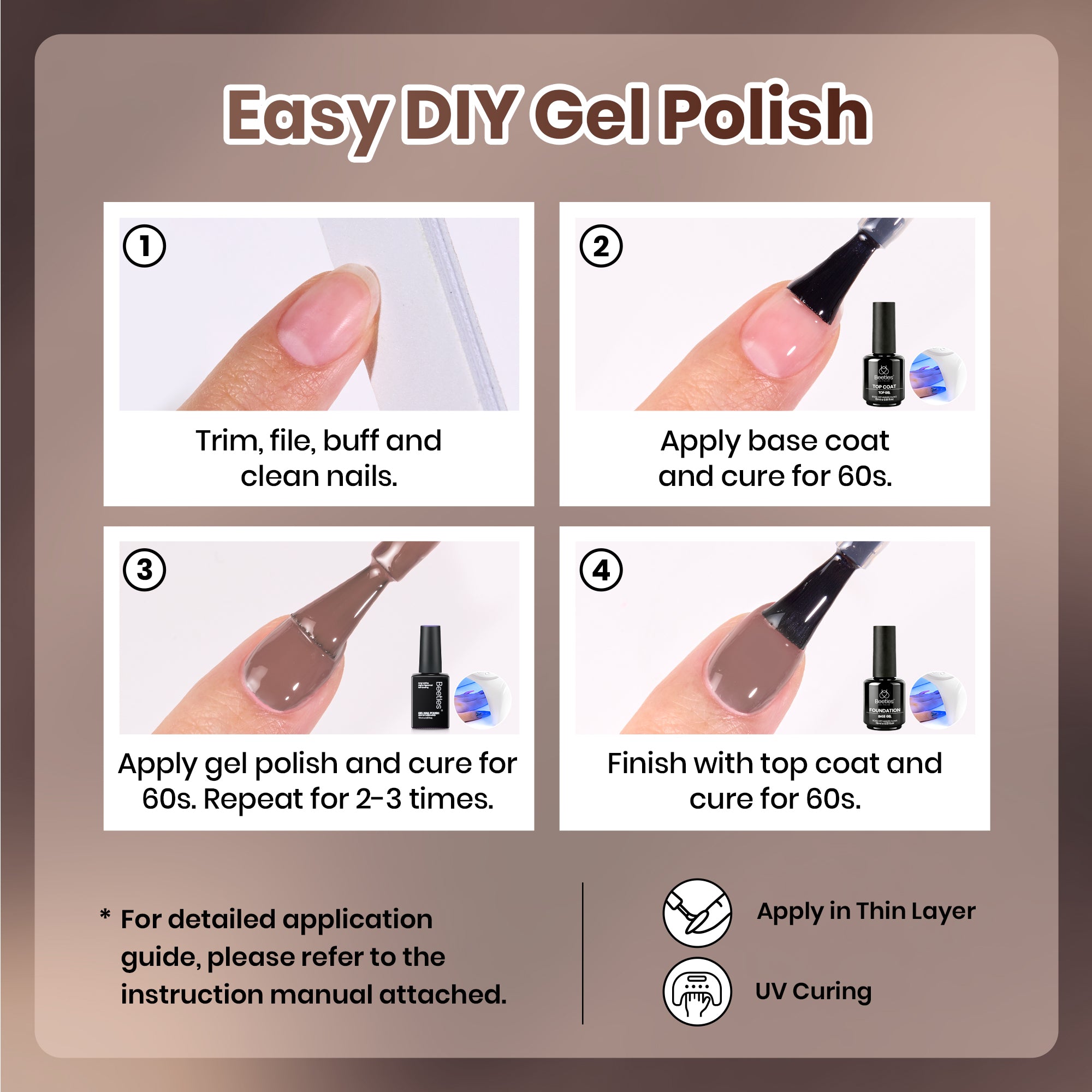 Beetles Caramel Cappuccino Neutral Brown HEMA-FREE & TPO-FREE 6 Colors Gel Polish Set