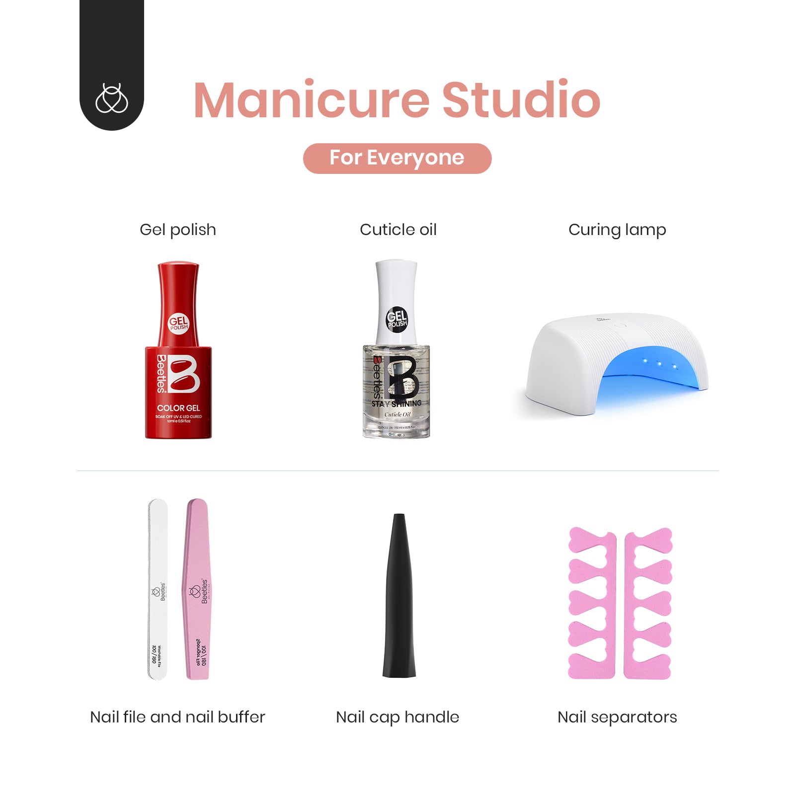 Beetles Stay Shining Uptown Girl HEMA-FREE TPO FREE Gel Nail Kit with UV Light, DIY Salon-Quality at Home
