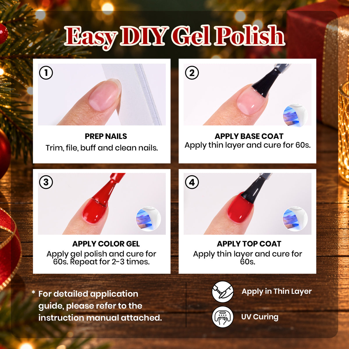 Beetles Holiday-Harmony 6 Colors Christmas Nails HEMA Free TPO Free Glitter Gel Nail Polish Set