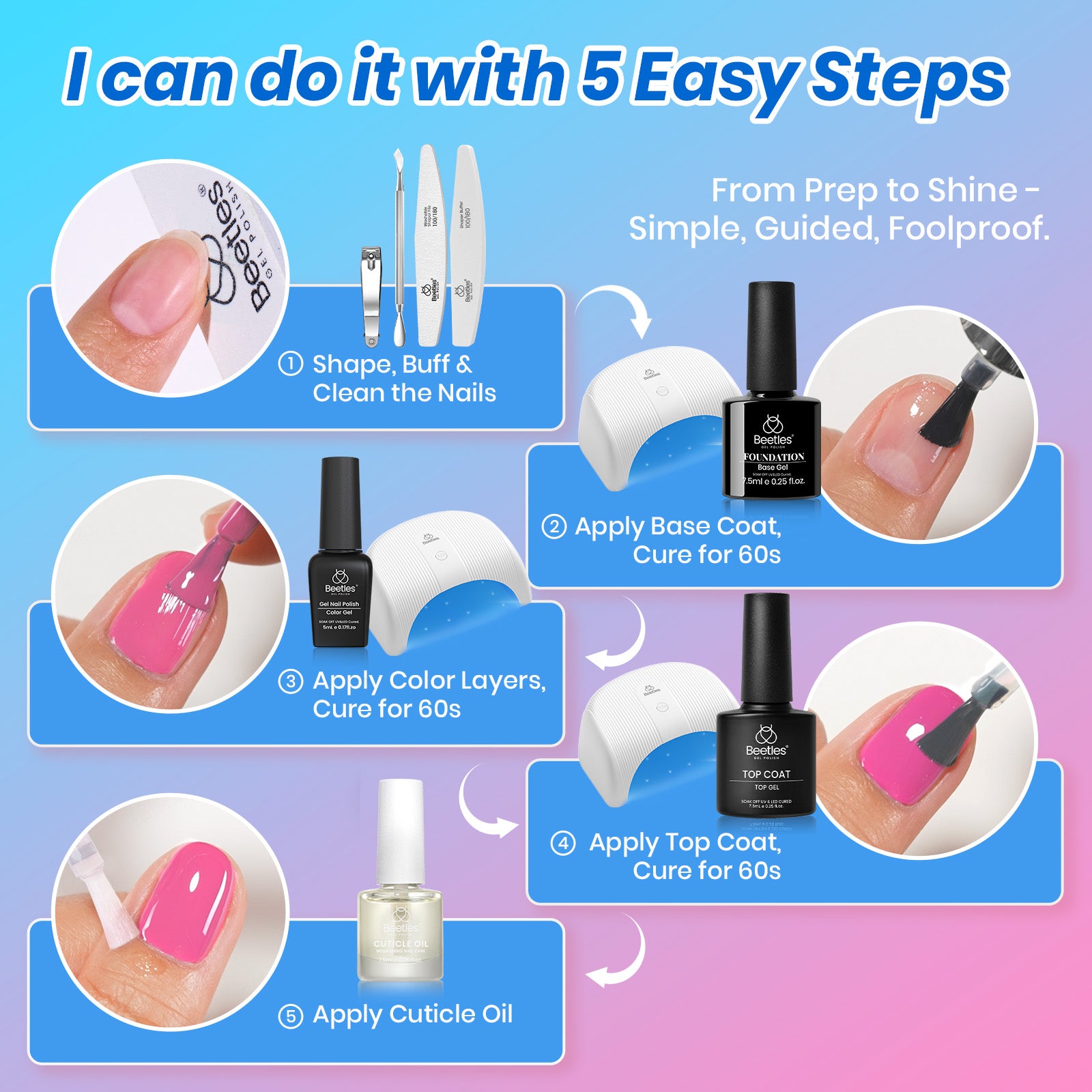 Beetles Gel Nail Starter Kit Creative Flow 35 Colors HEMA Free