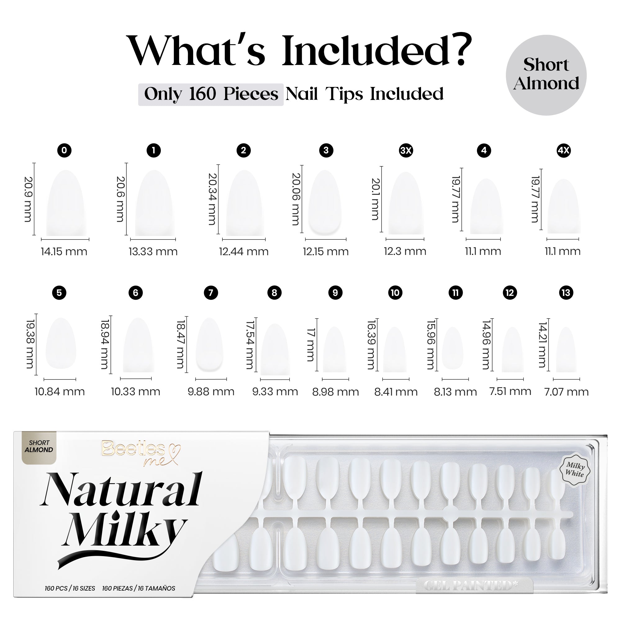 Beetles Stay Shining Milky White Press on Nails Short Almond
