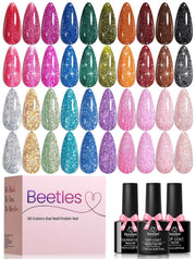 Beetles Glitter Gel Nail Polish Set Party Auras 20 Colors Sparkle and Diamond Shimmer Nails Art