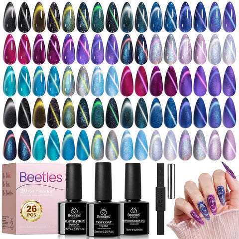 Beetles Stellar Drift Winter Nails 20 Colors Cat Eye Gel Nail Polish Set Hema Free & TPO Free