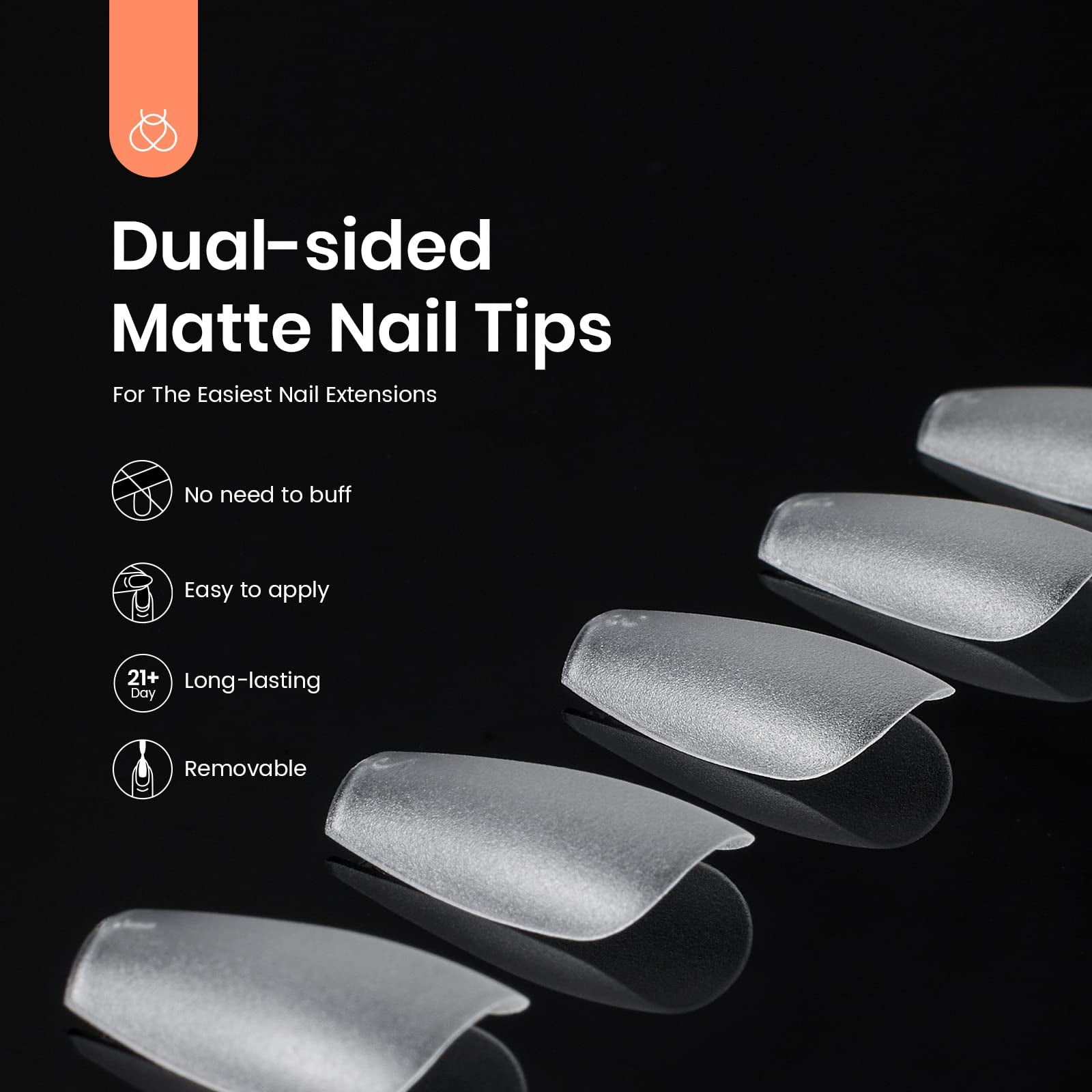 Short Coffin Pre-shaped Dual-sided Full Matte ABS Material  Nail Gel Tips-510pcs#010