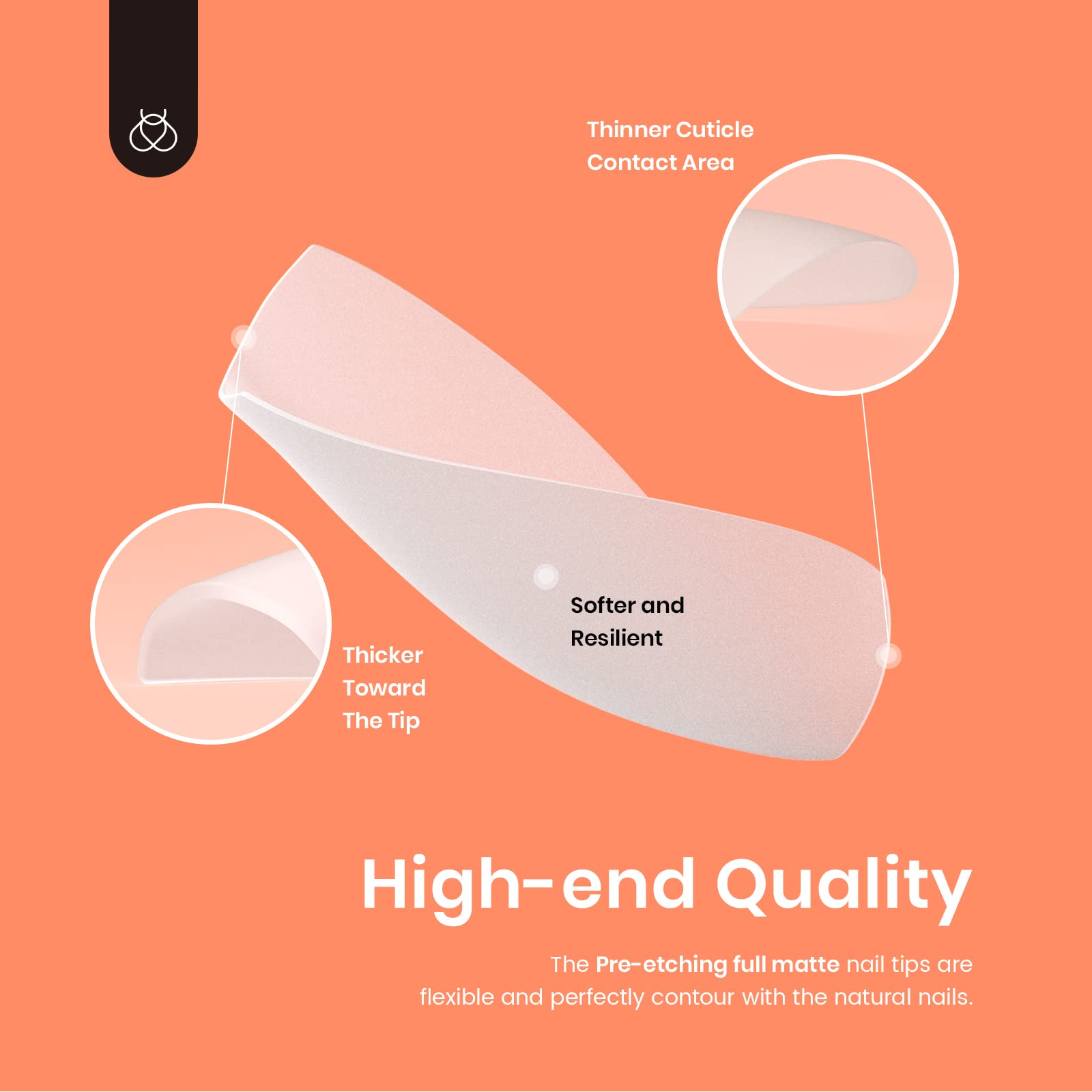Short Coffin Pre-shaped Dual-sided Full Matte ABS Material  Nail Gel Tips-510pcs#010
