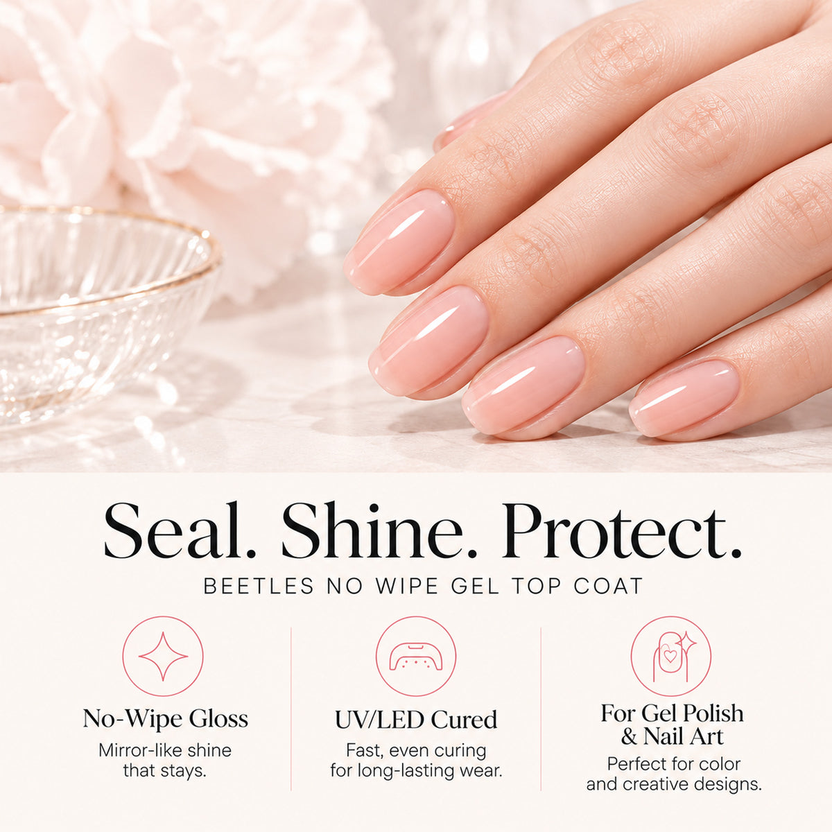 Beetles Top Coat No Wipe Clear Shine Finished  | 15ML