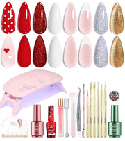 Beetles Gel Nail Starter Kit Merrt Glitz 6 Colors 27Pcs With UV Light Cat Eye Glitter All-in-One Mani Set